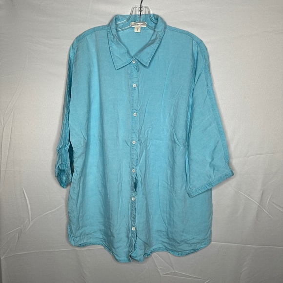 Coldwater Creek Blue Button Up Overshirt - Picture 1 of 4